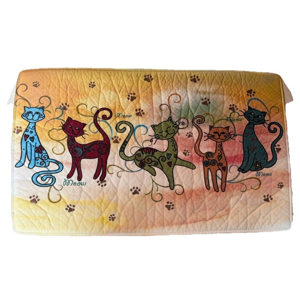 Cat Print Rug Mat Meow Colorful Soft Non Skid 18” X 28”